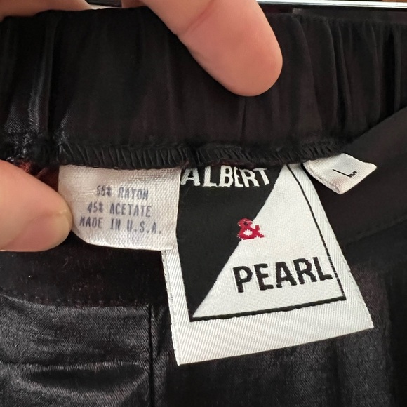 Vintage Albert & Pearl Black Satin Pantsuit 80s 90s Two Piece Lounge Set Pajama - Picture 9 of 13